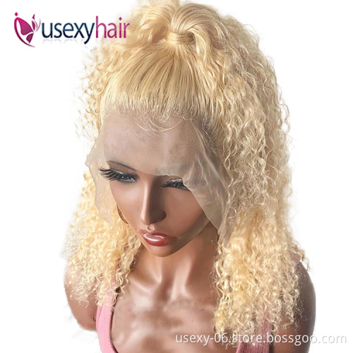 Blonde virgin hair lace frontal 613 wigs transparent hd lace front bob wigs human hair blonde curly wigs for black women
